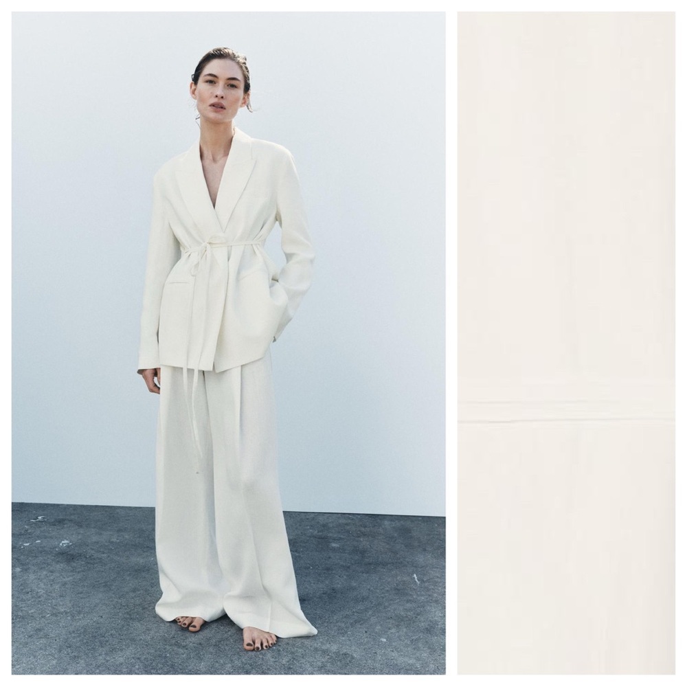 NWT. Zara ZW Collection Ecru Linen/Viscose Blend Blazer. Size S.
